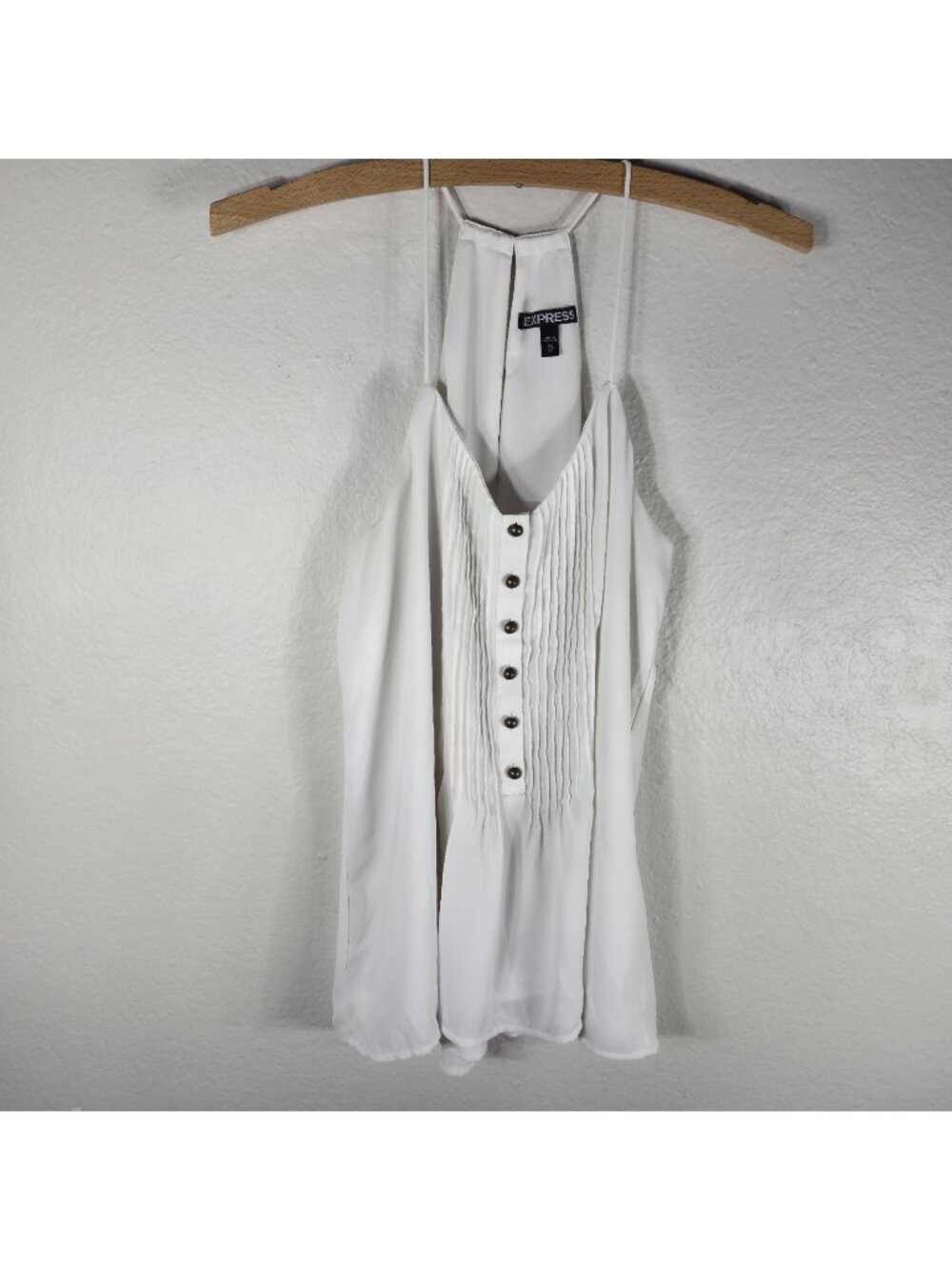 Express Pleated Button-Up Barcelona Cami Womens White Size XS Spaghetti Strap